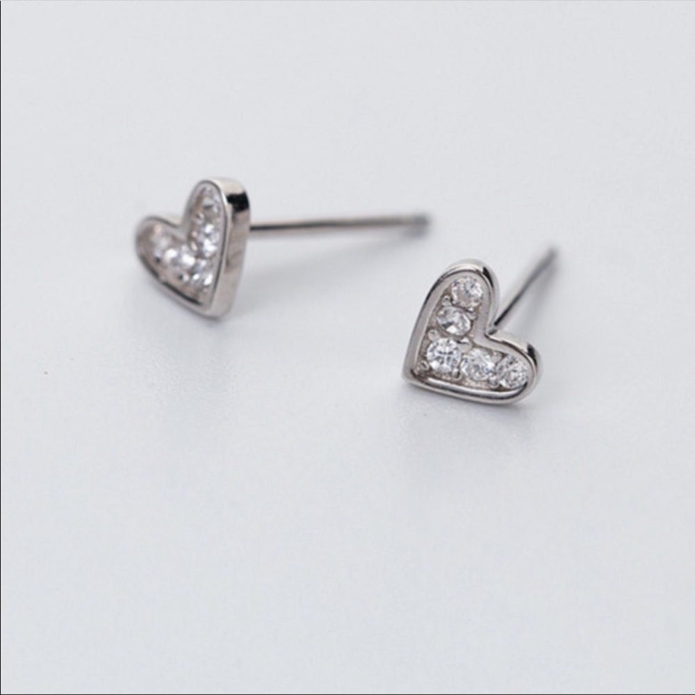 Silver 925 Rhinestone Heart Earrings Valentine’s